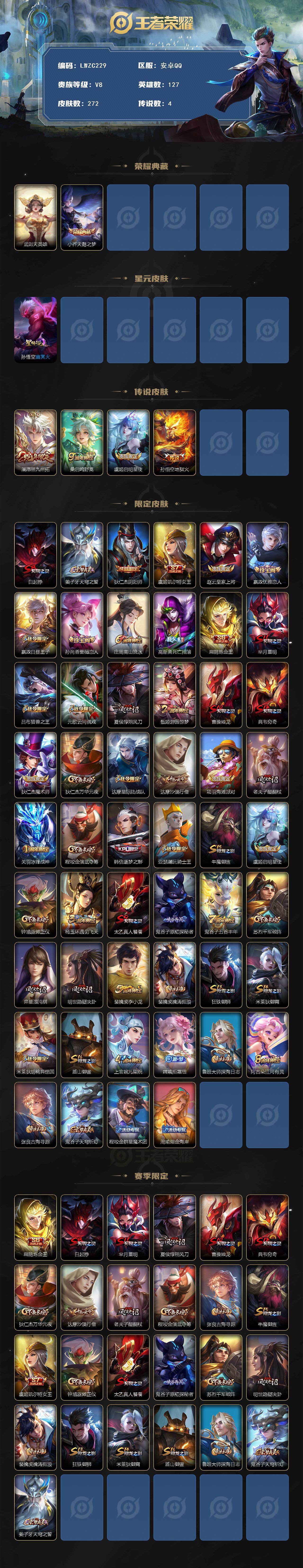 WZLX463076王者荣耀账号详情图2