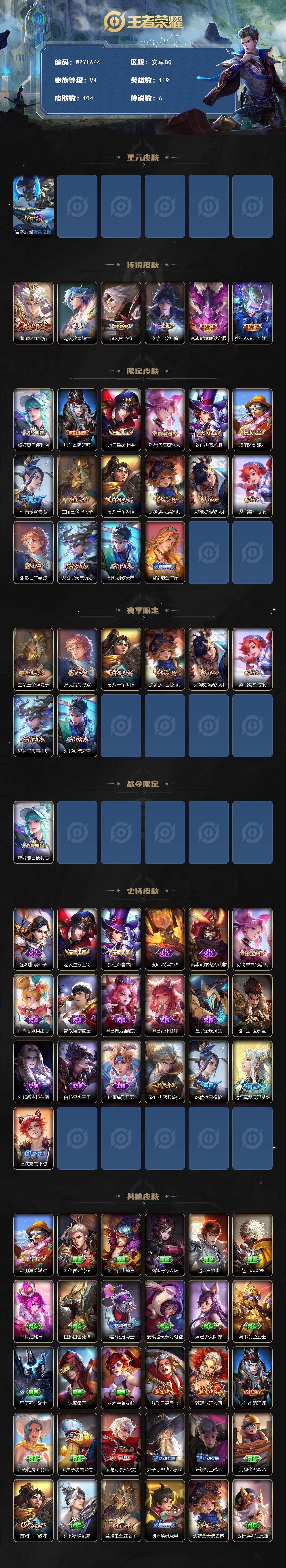 WZEY412149王者荣耀账号详情图2 WZEY412149王者荣耀账号详情图2