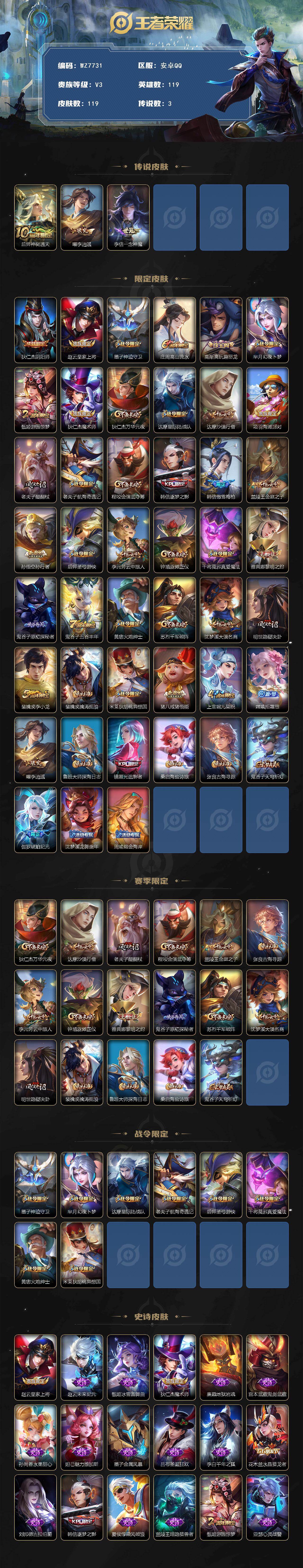 WZXS437229王者荣耀账号详情图2