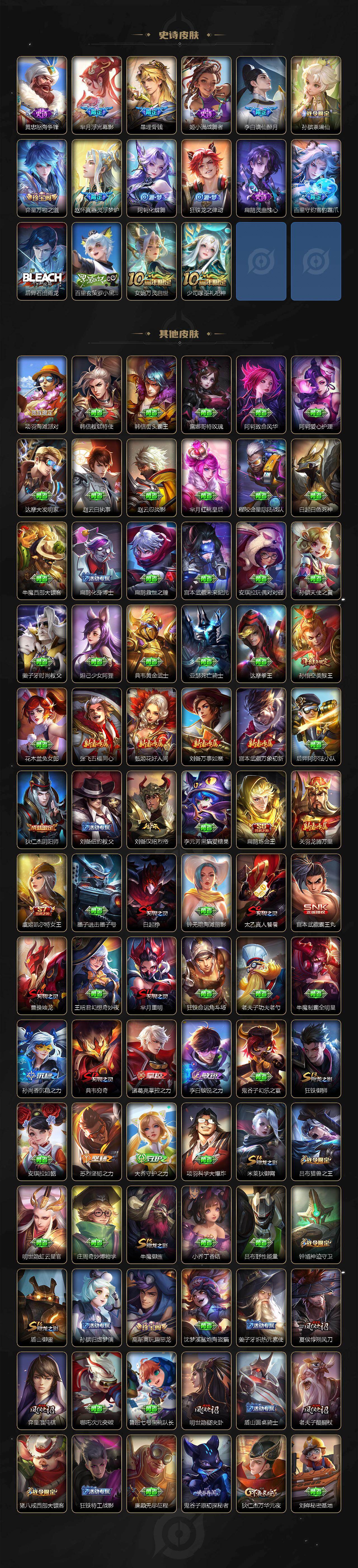 安卓Q-V9-最强王者段位-127英雄-470皮肤-1典藏皮肤-1珍品无双-5珍品传说-44传说-147史诗
【英雄全皮】：阿轲全皮，扁鹊全皮，孙权全皮，钟馗全皮，苏烈全皮，狂铁全皮，猪八戒全皮，阿