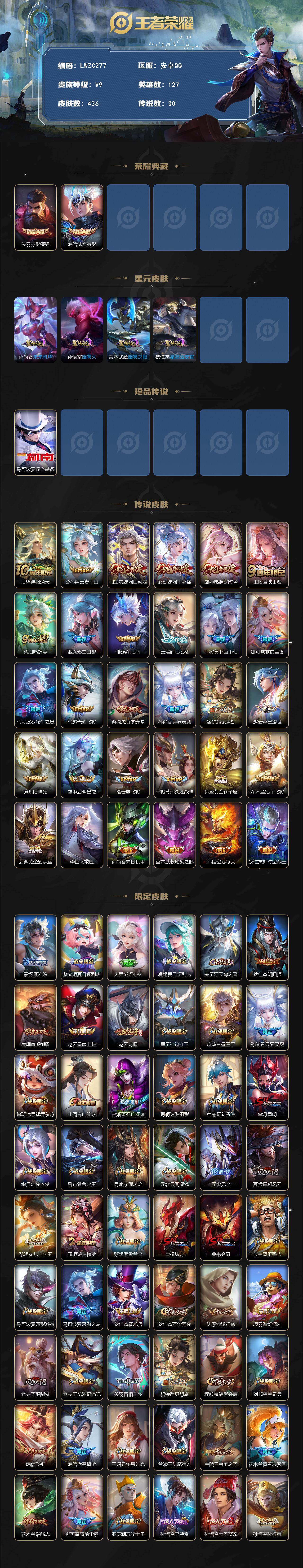 WZLX464291王者荣耀账号详情图2