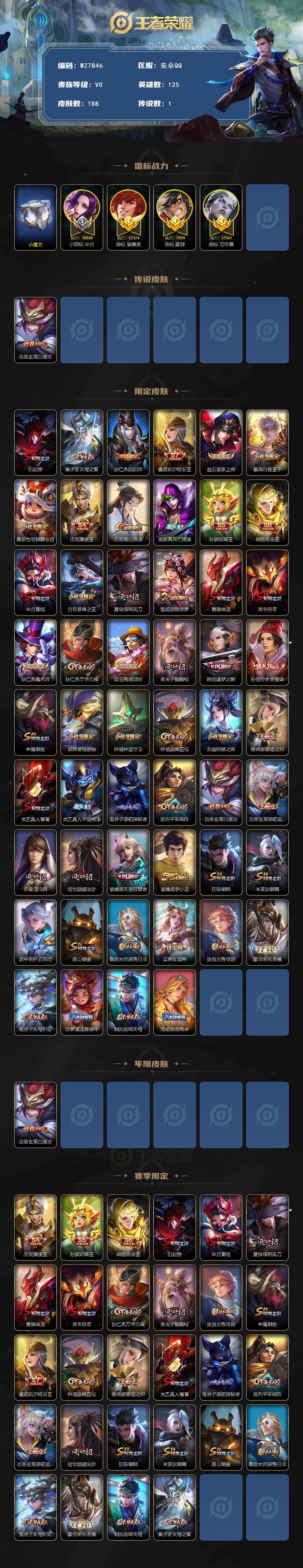 WZXS449434王者荣耀账号详情图2