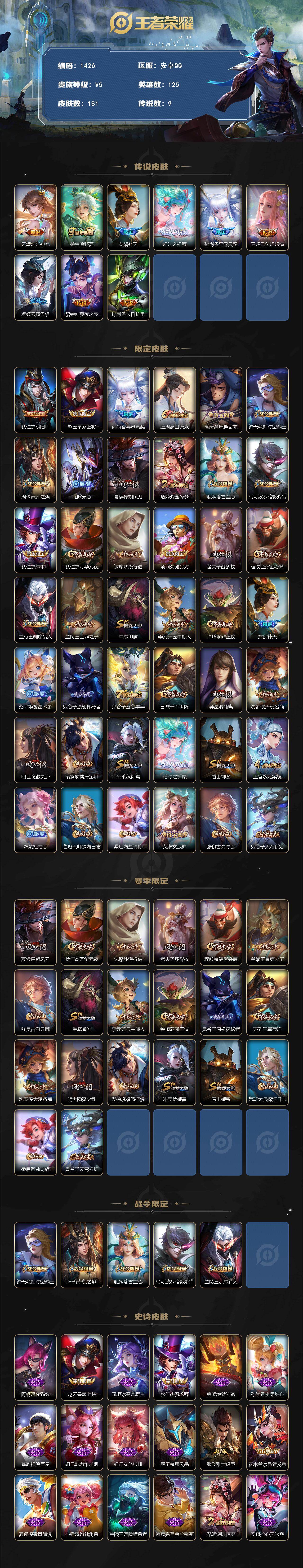 WZQM427291王者荣耀账号详情图3 WZQM427291王者荣耀账号详情图3