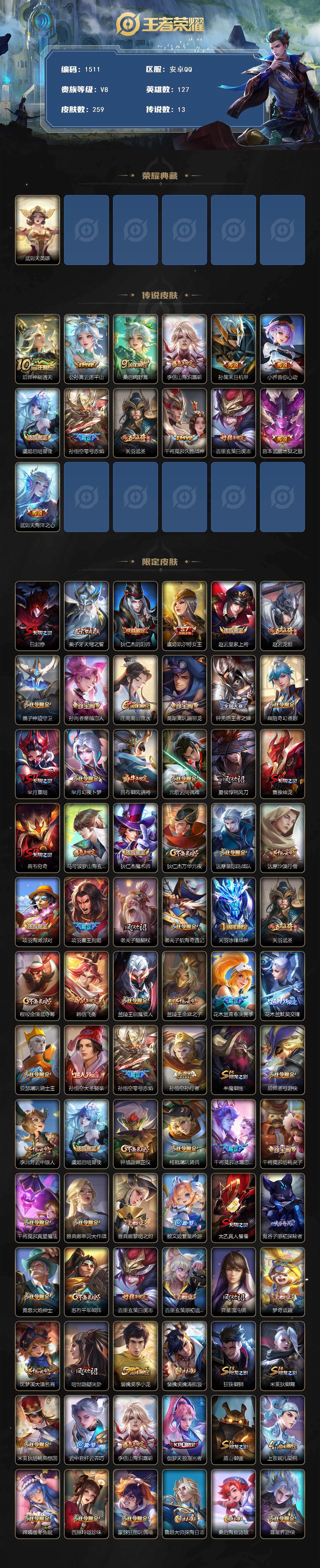 WZQM434127王者荣耀账号详情图3