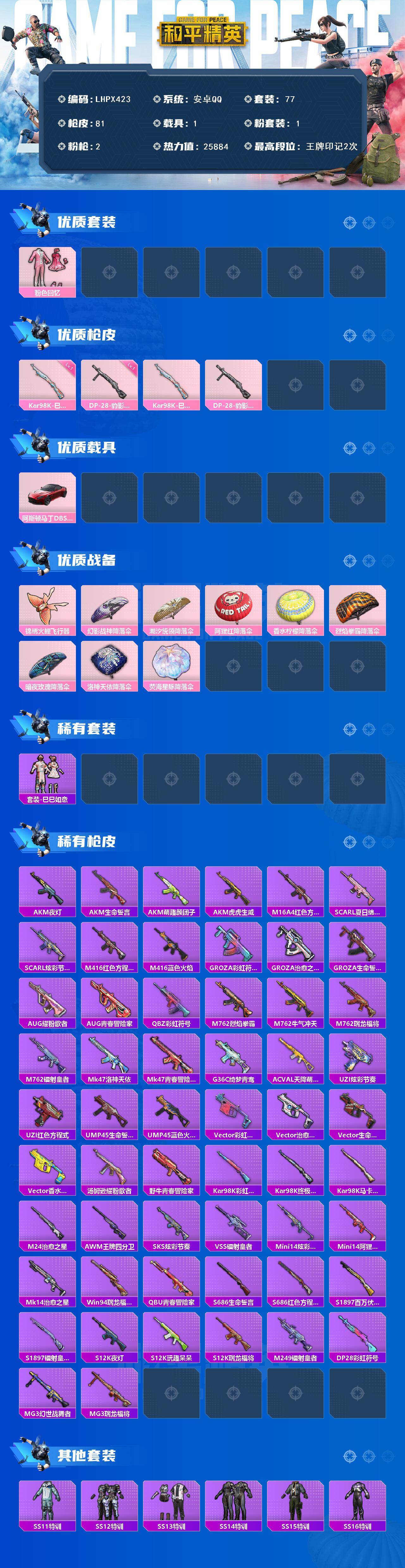 HPLE419424和平精英账号详情图2
