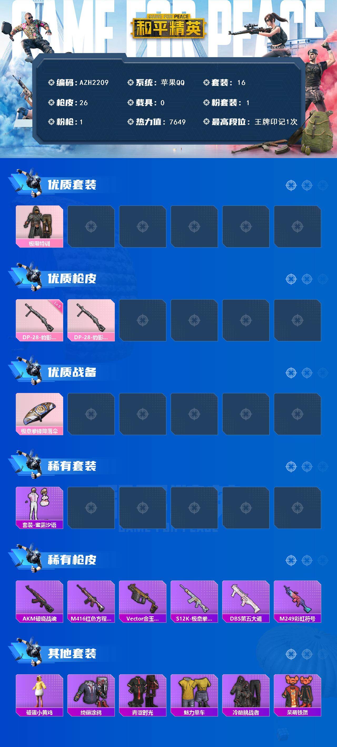 HPCMW420209和平精英账号详情图2 HPCMW420209和平精英账号详情图2