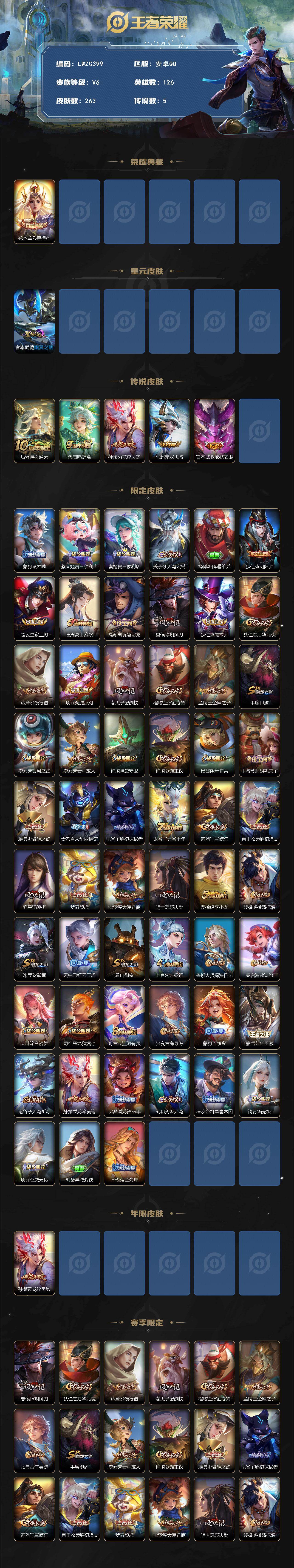 WZLX463082王者荣耀账号详情图2