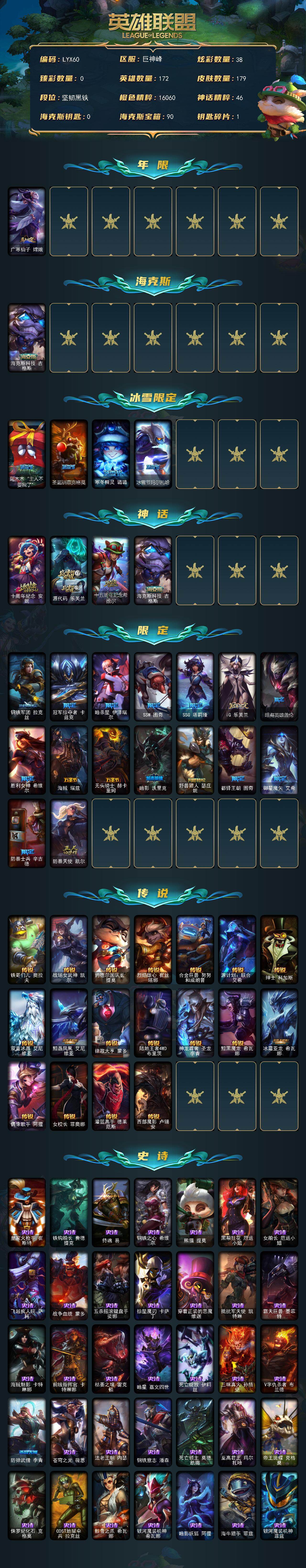 LOLLX48464英雄联盟账号详情图2 LOLLX48464英雄联盟账号详情图2