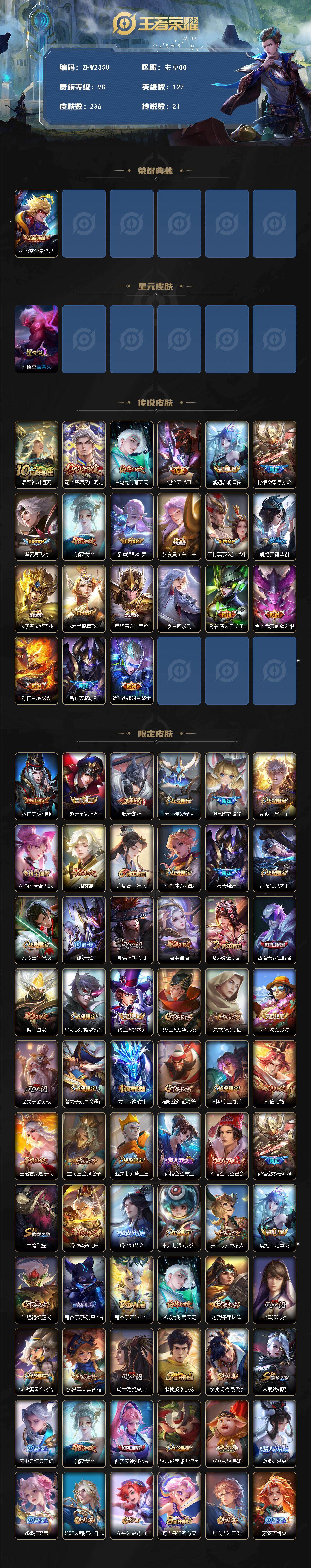 WZLX463630王者荣耀账号详情图2