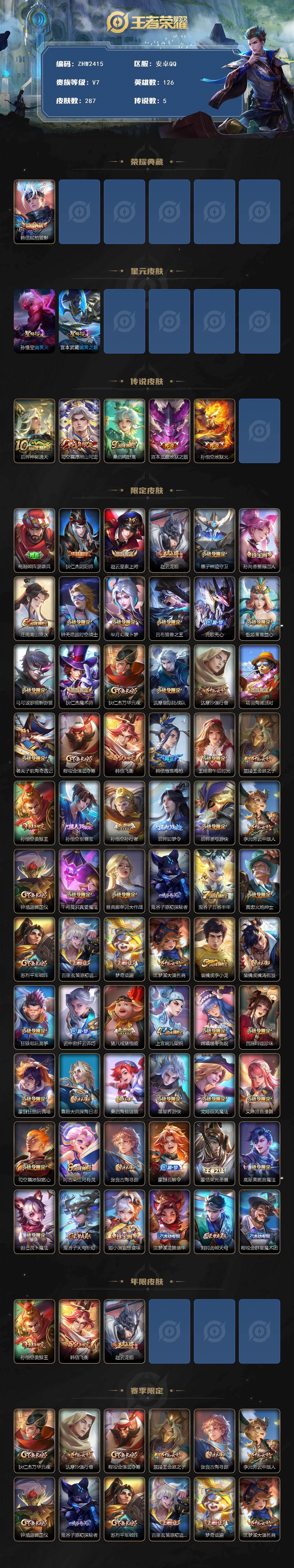 WZLX463085王者荣耀账号详情图2