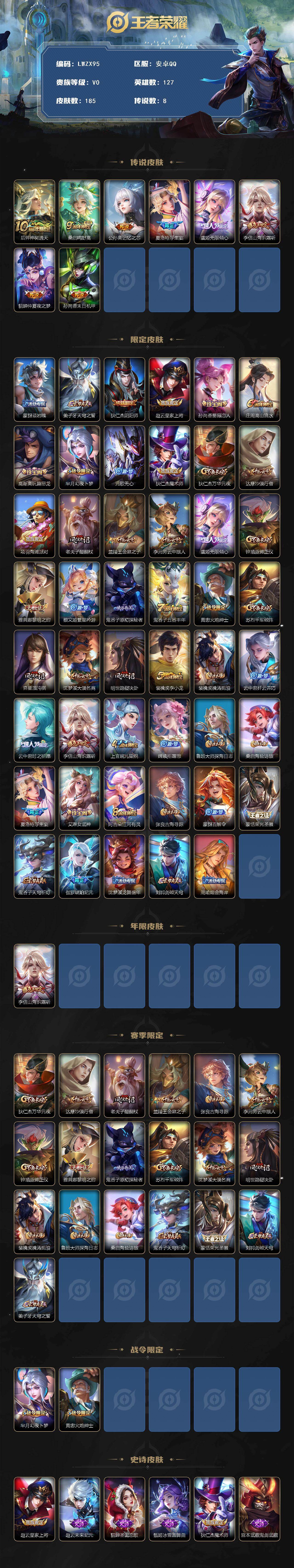 WZLX446400王者荣耀账号详情图2