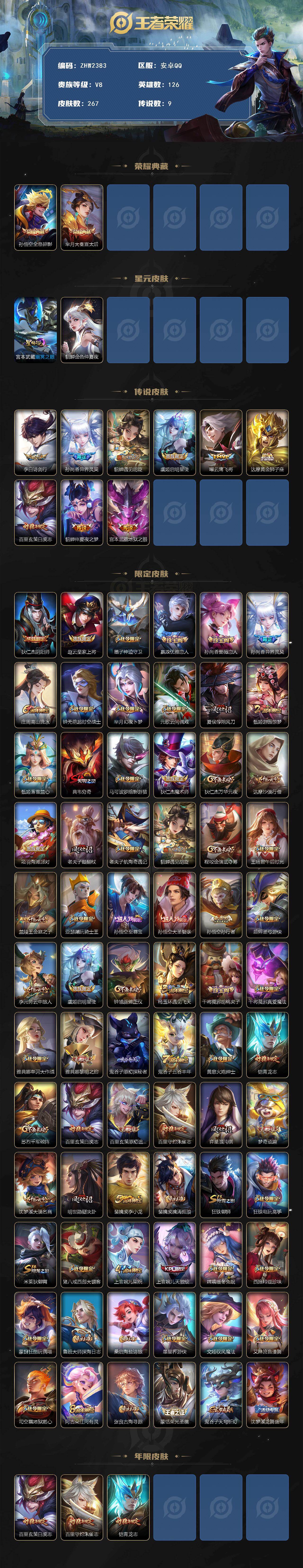 WZLX463403王者荣耀账号详情图2