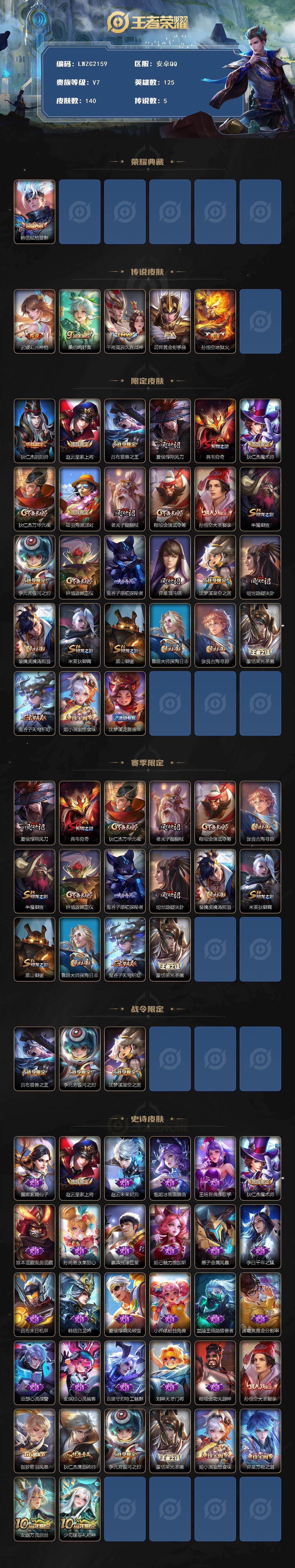 WZLX462799王者荣耀账号详情图2