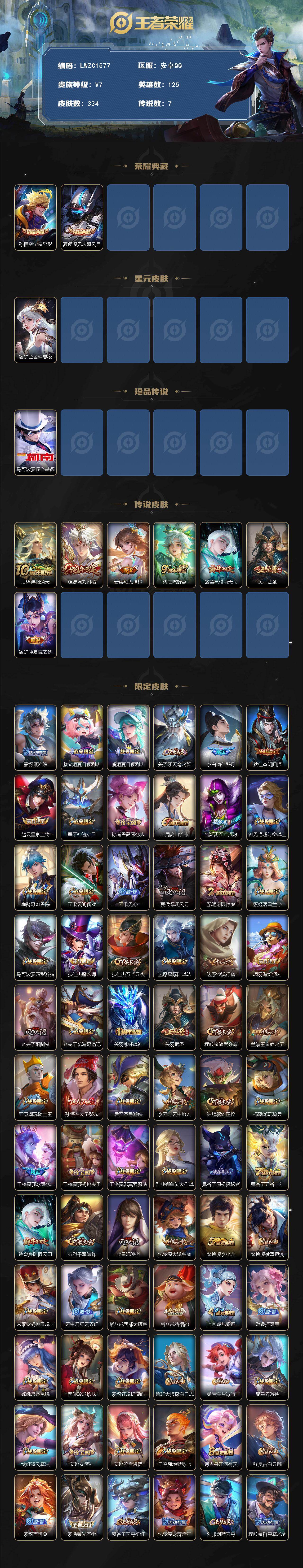 WZLX463685王者荣耀账号详情图2