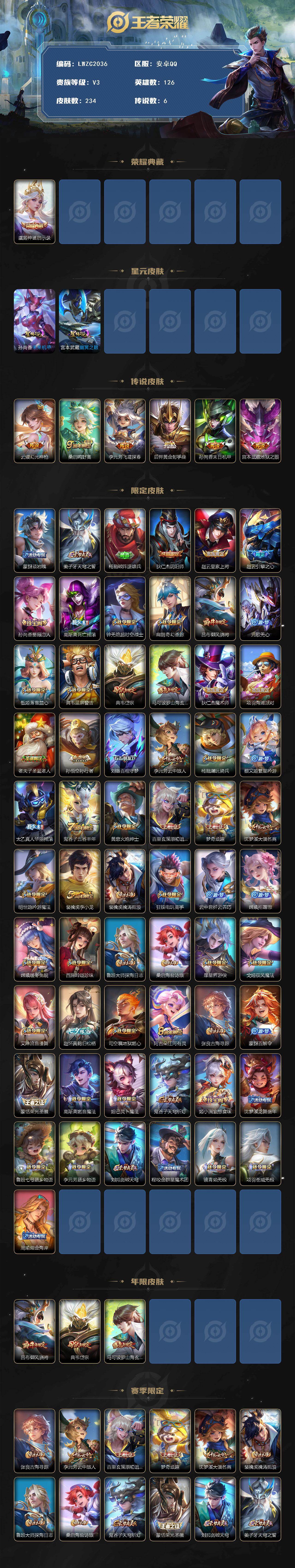 WZLX462980王者荣耀账号详情图2