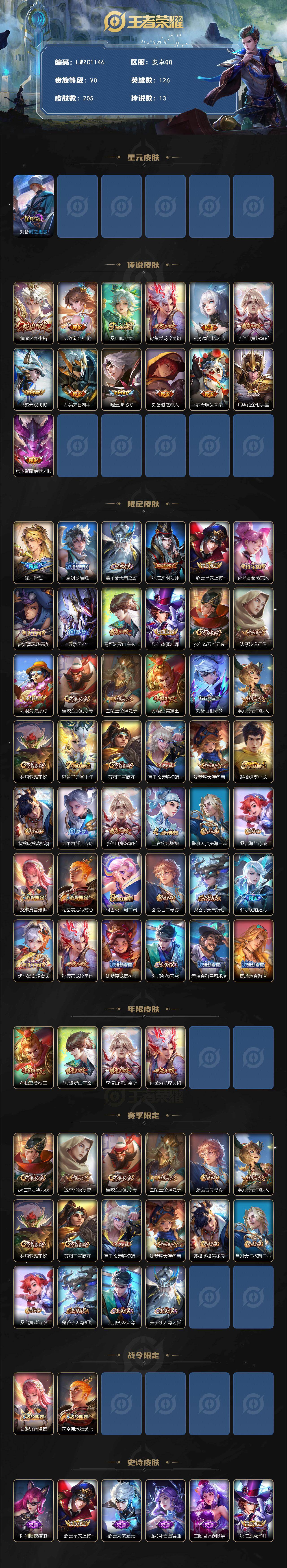 WZLX462960王者荣耀账号详情图2