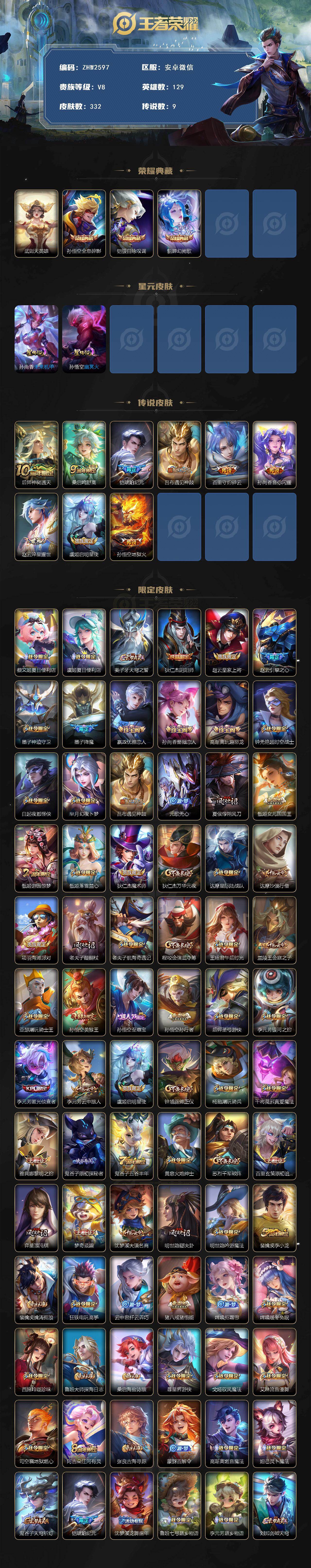 WZLX459651王者荣耀账号详情图2