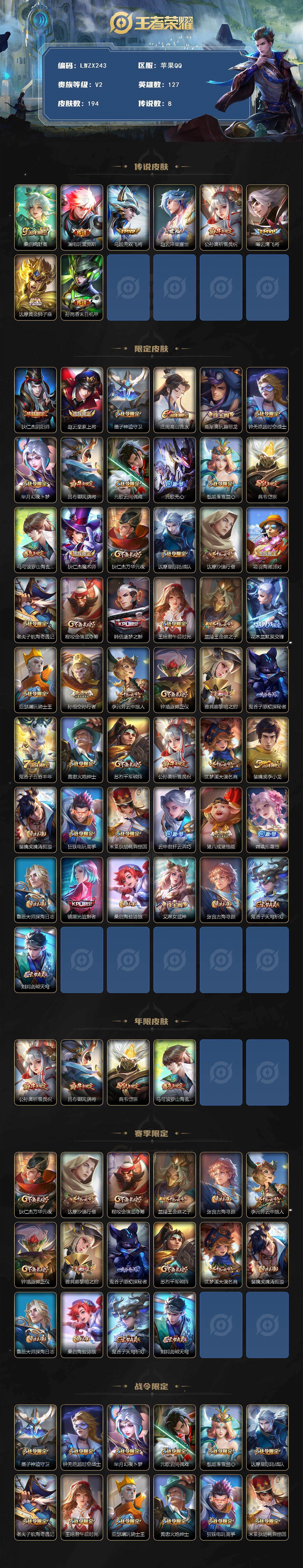 WZLE460396王者荣耀账号详情图2