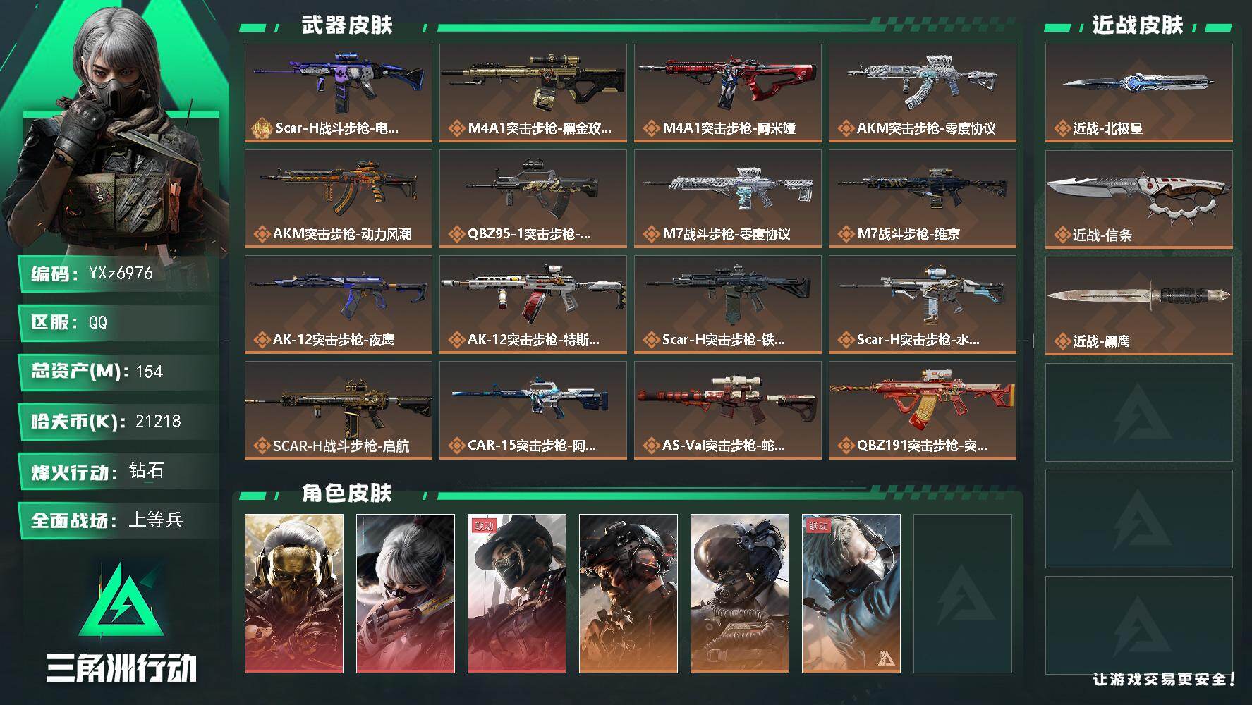 三角洲行动账号QQ【高氪金土豪号-三红皮+二刀皮+一典藏皮肤+铁面判官】【北极星.信条.蚀金玫瑰.水墨云图.黑天际线】