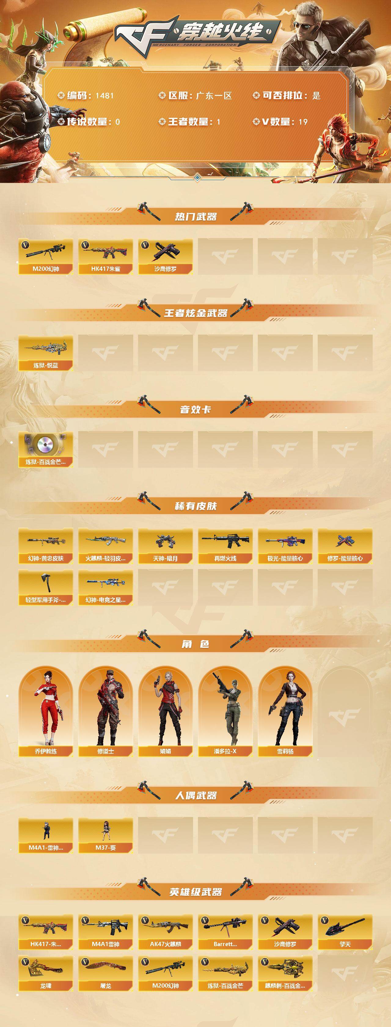 CFCMW421380穿越火线账号详情图2