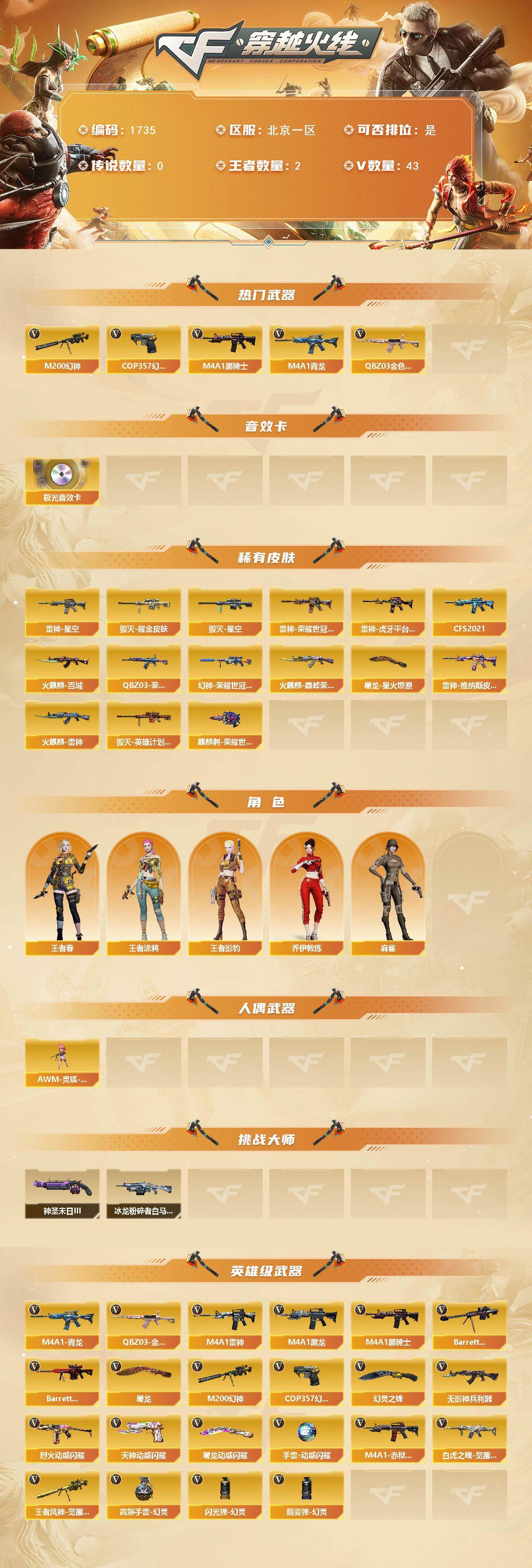 CFLX426806穿越火线账号详情图2