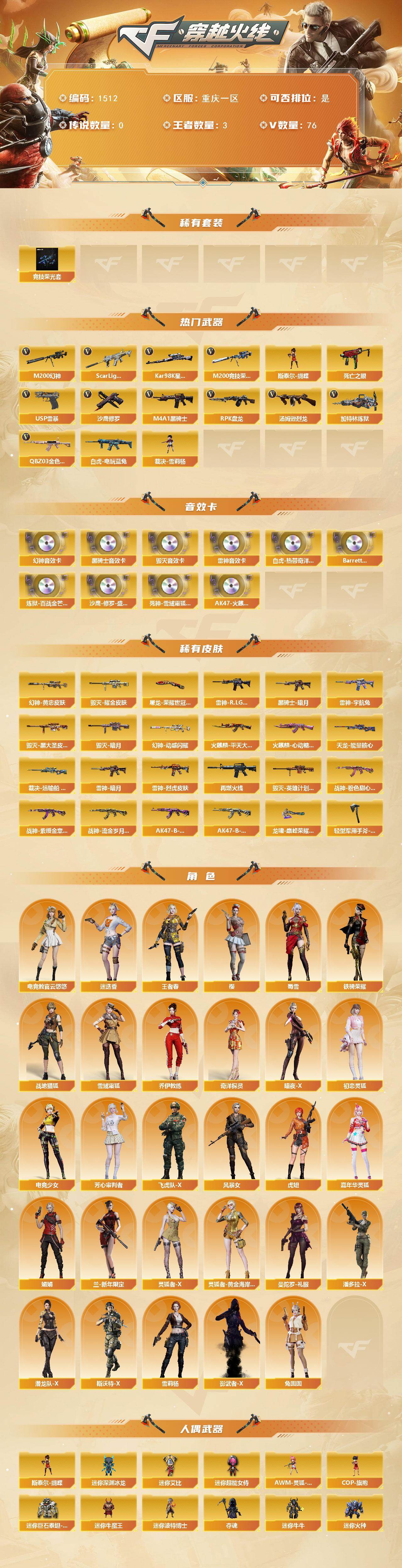 CFCMW422033穿越火线账号详情图2 CFCMW422033穿越火线账号详情图2