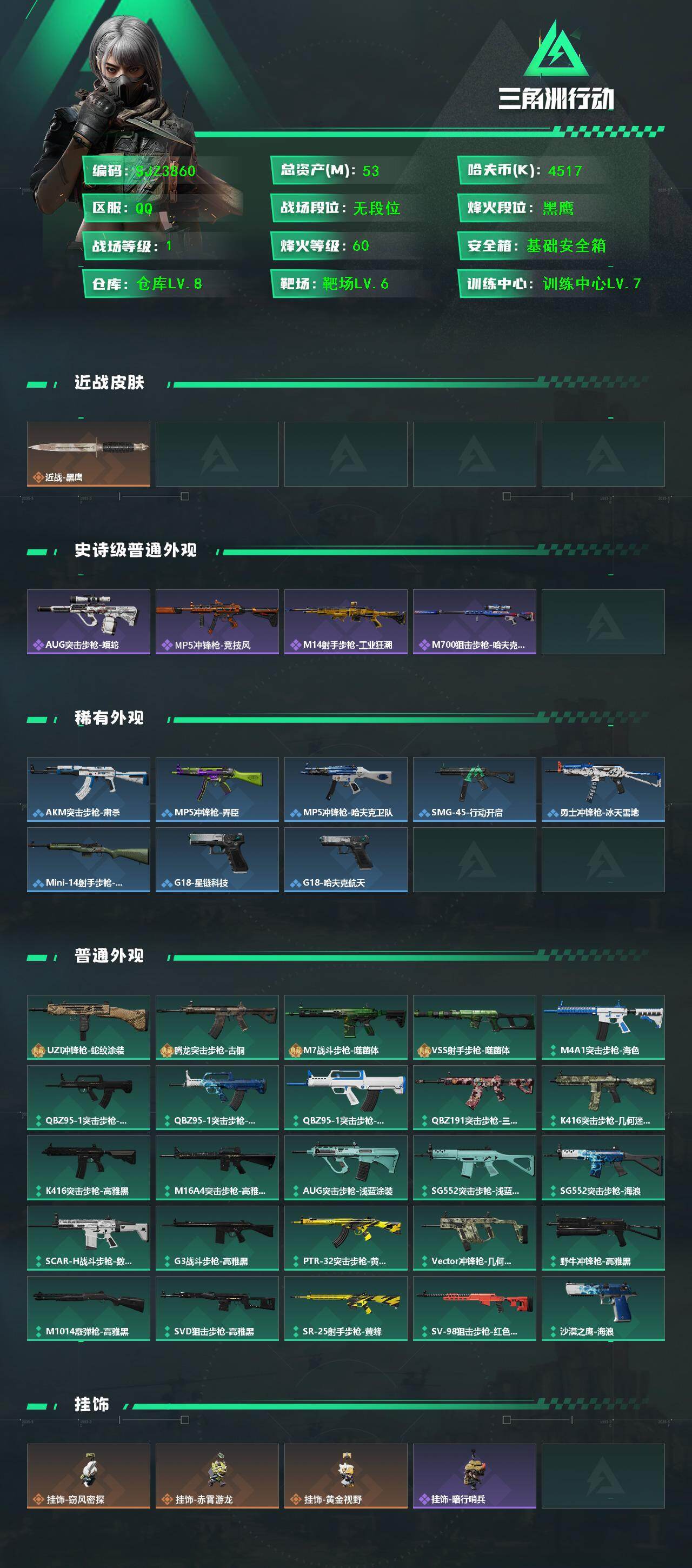 SJZQM422599三角洲行动账号详情图3