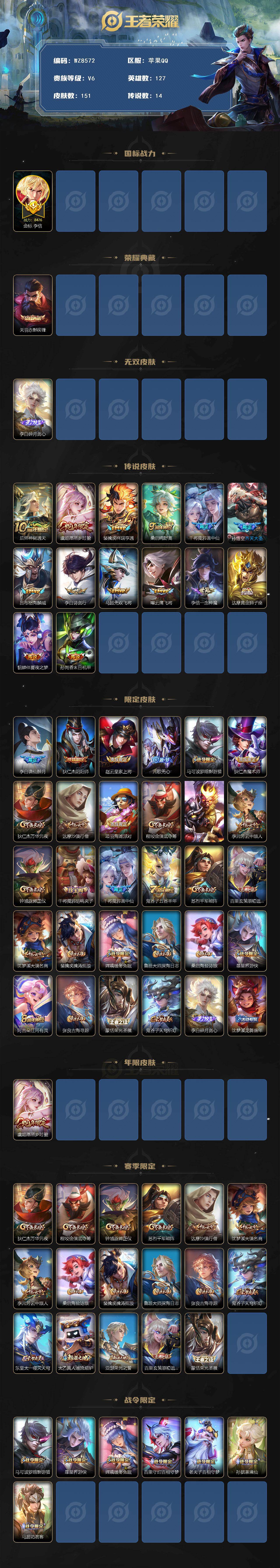 WZXS4114870王者荣耀账号详情图2