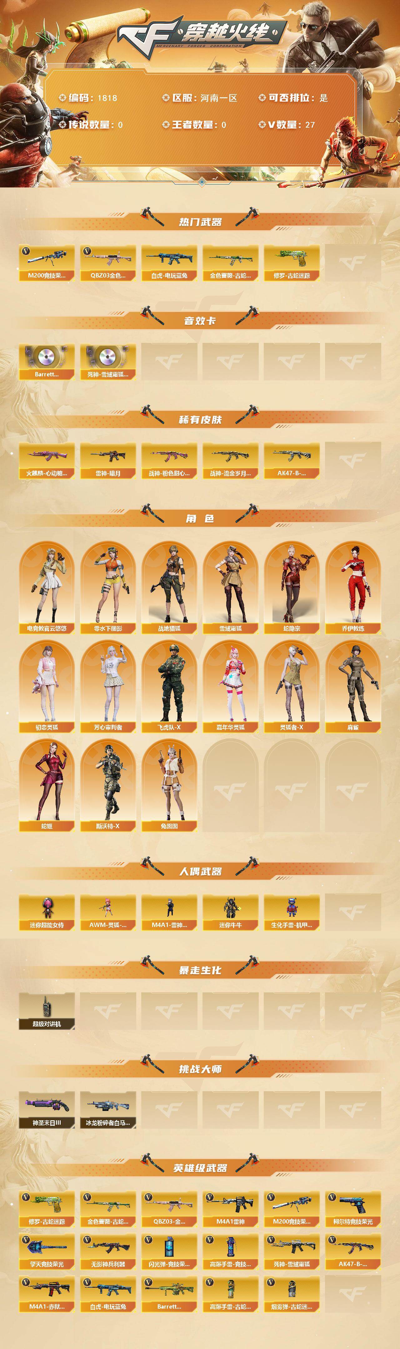 CFLX426554穿越火线账号详情图2