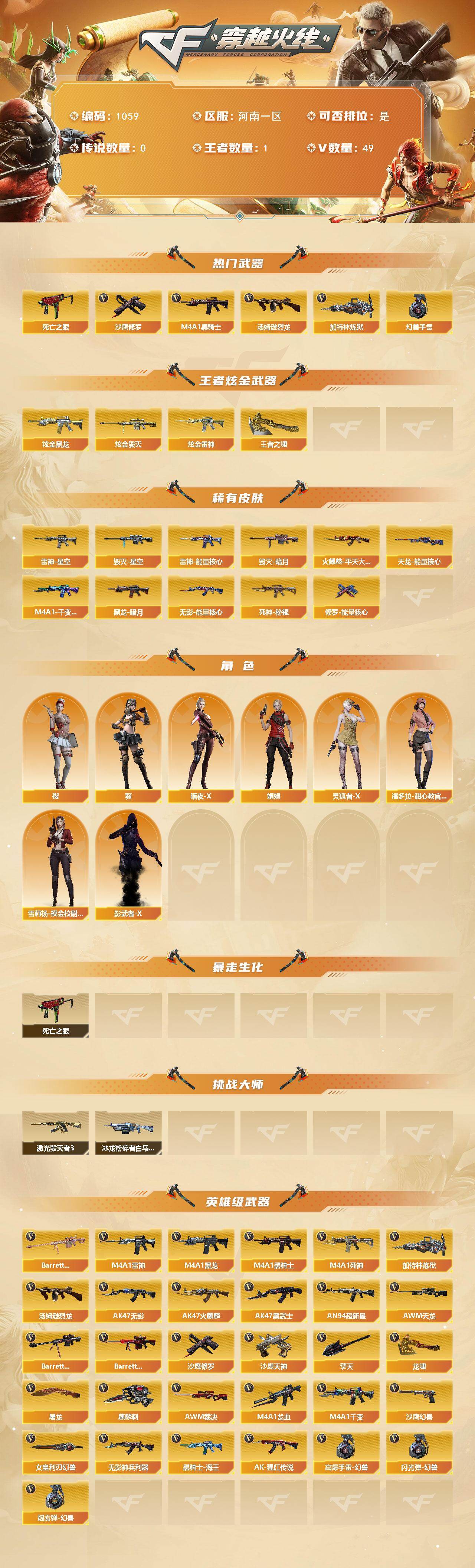 CFLX427918穿越火线账号详情图2