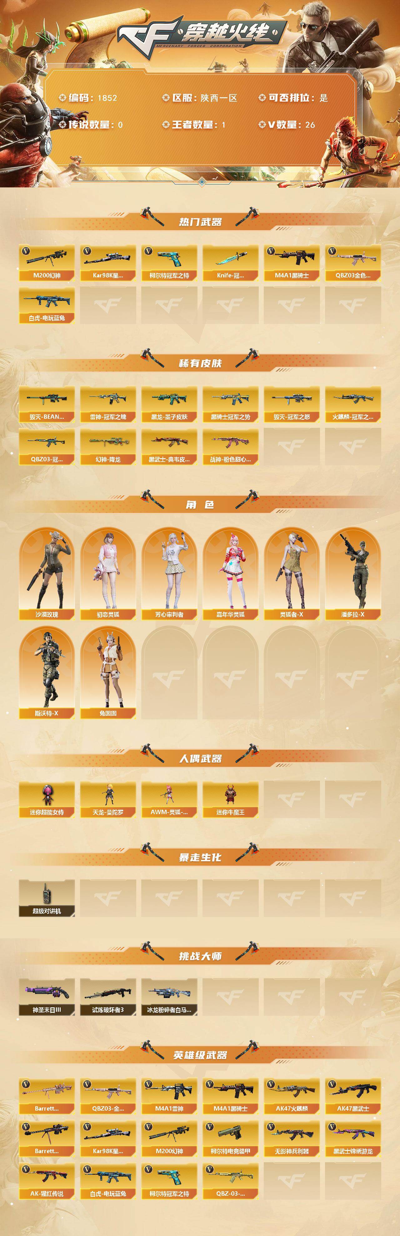 CFLX426851穿越火线账号详情图2