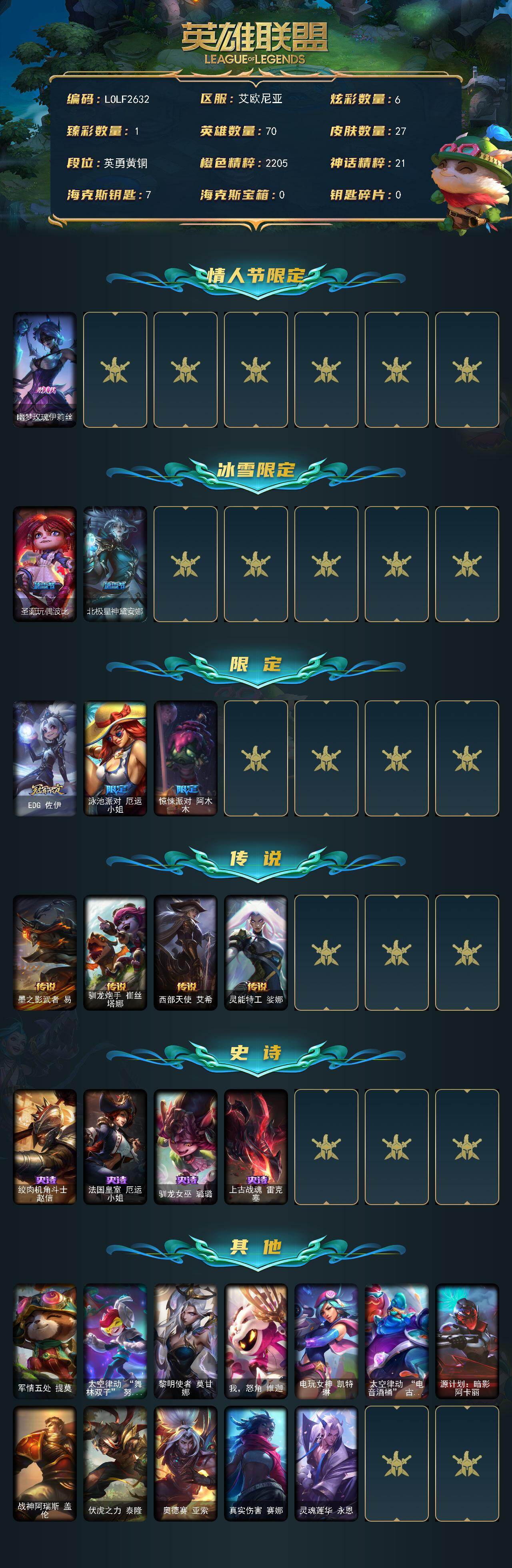 LOLEY410196英雄联盟账号详情图2 LOLEY410196英雄联盟账号详情图2