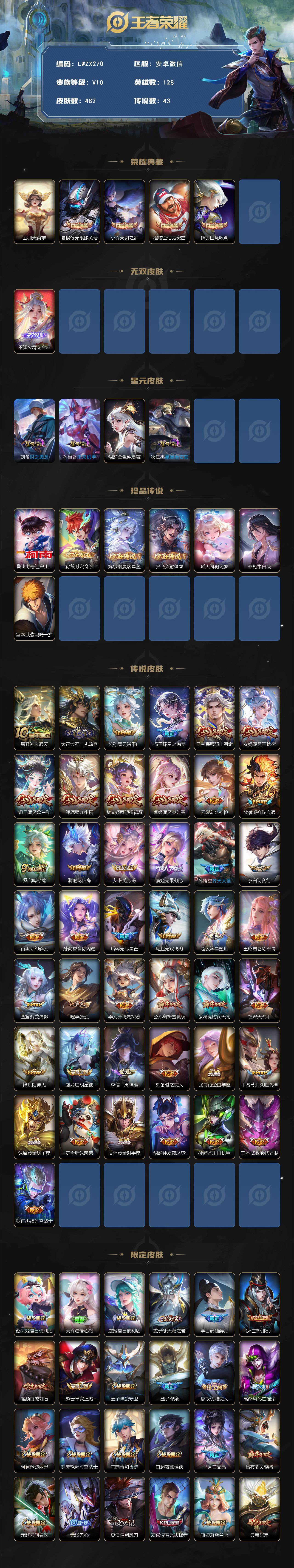 WZLX4101600王者荣耀账号详情图2