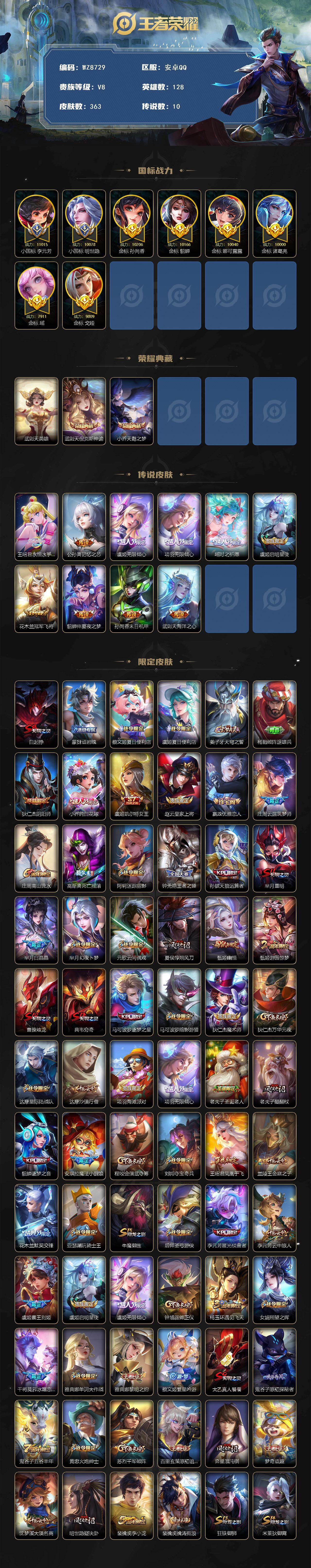 WZXS4135481王者荣耀账号详情图2