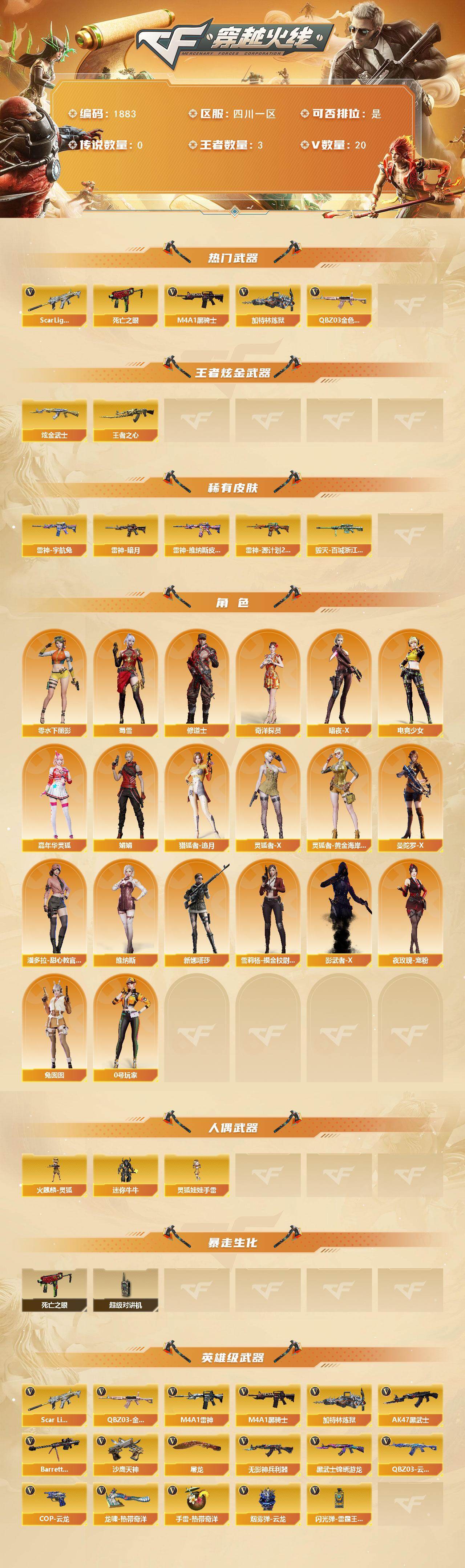 CFLX426438穿越火线账号详情图2