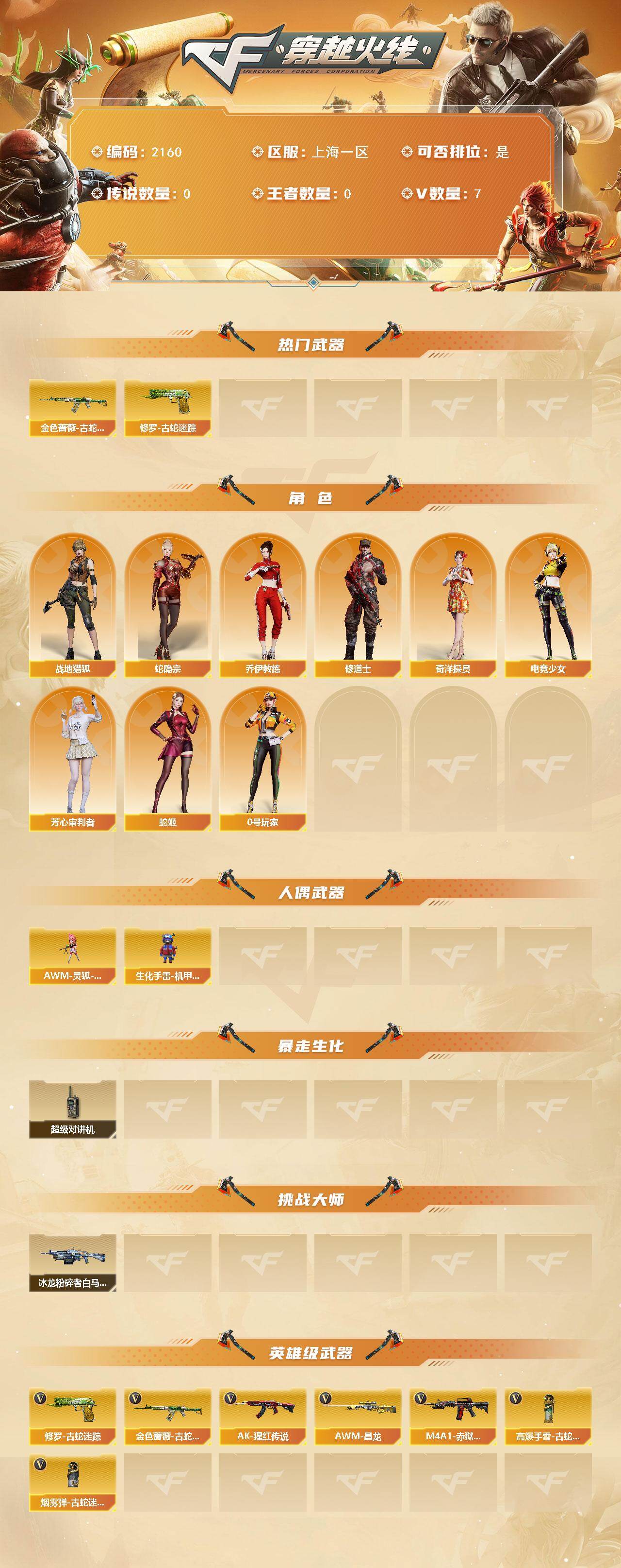 CFCMW439168穿越火线账号详情图2 CFCMW439168穿越火线账号详情图2