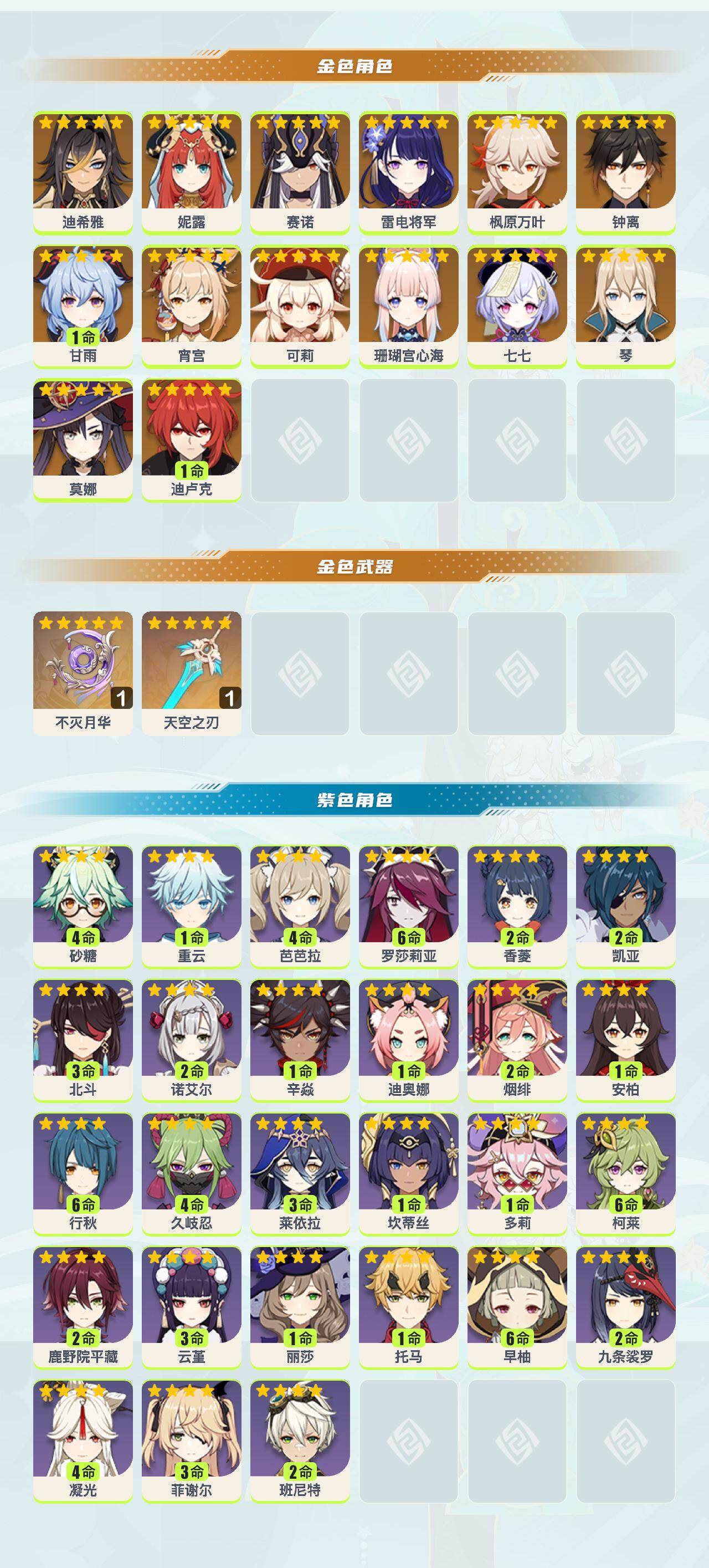 YSYHY42339原神账号详情图2 YSYHY42339原神账号详情图2