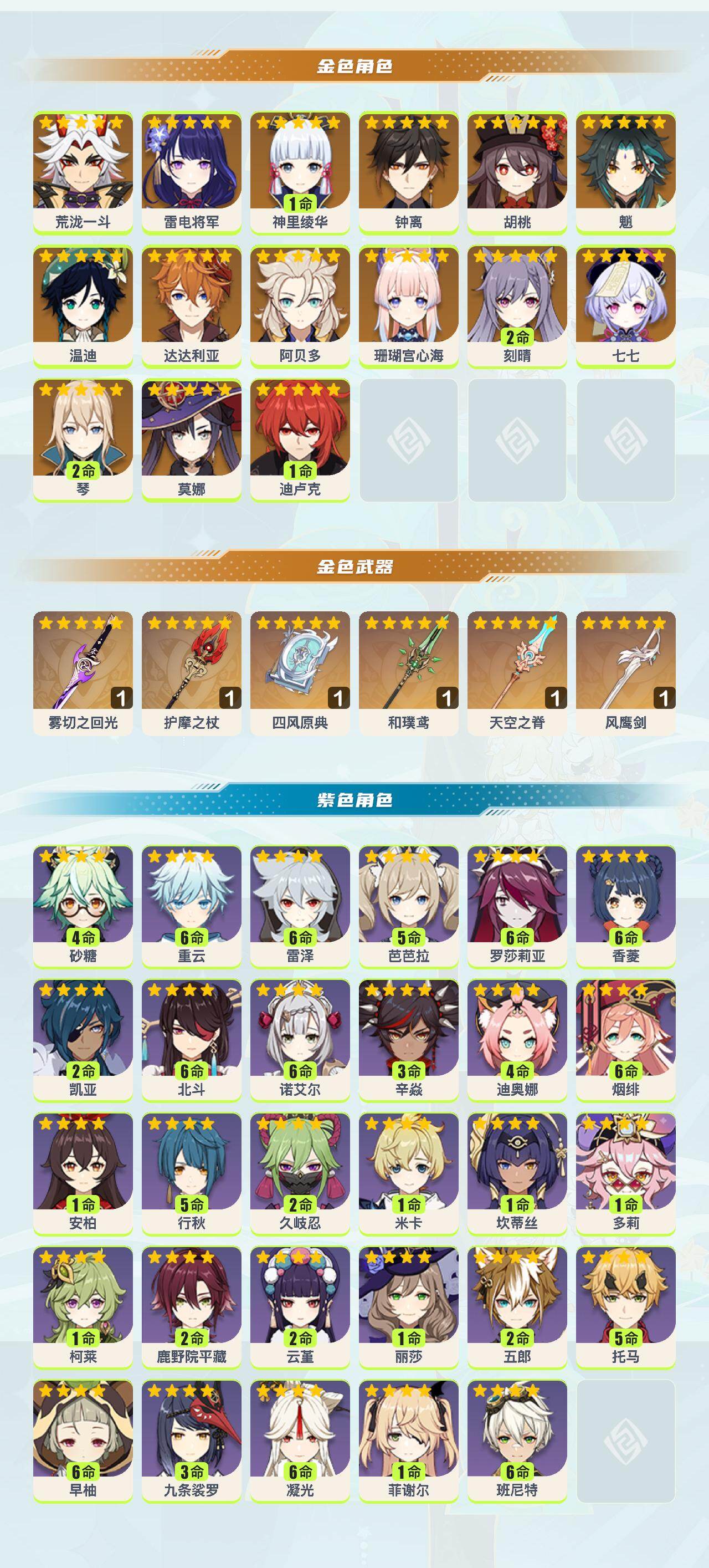 YSYHY42342原神账号详情图2 YSYHY42342原神账号详情图2