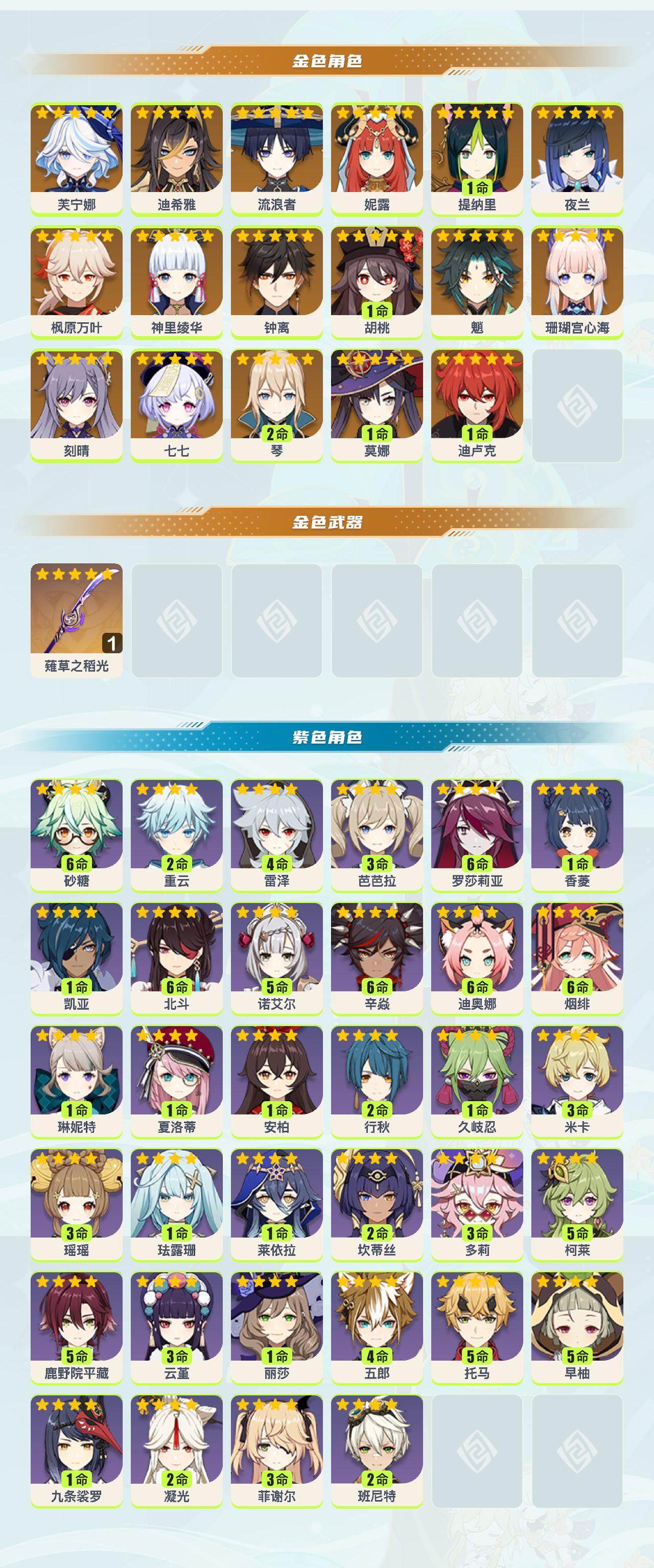 YSYHY42445原神账号详情图2 YSYHY42445原神账号详情图2