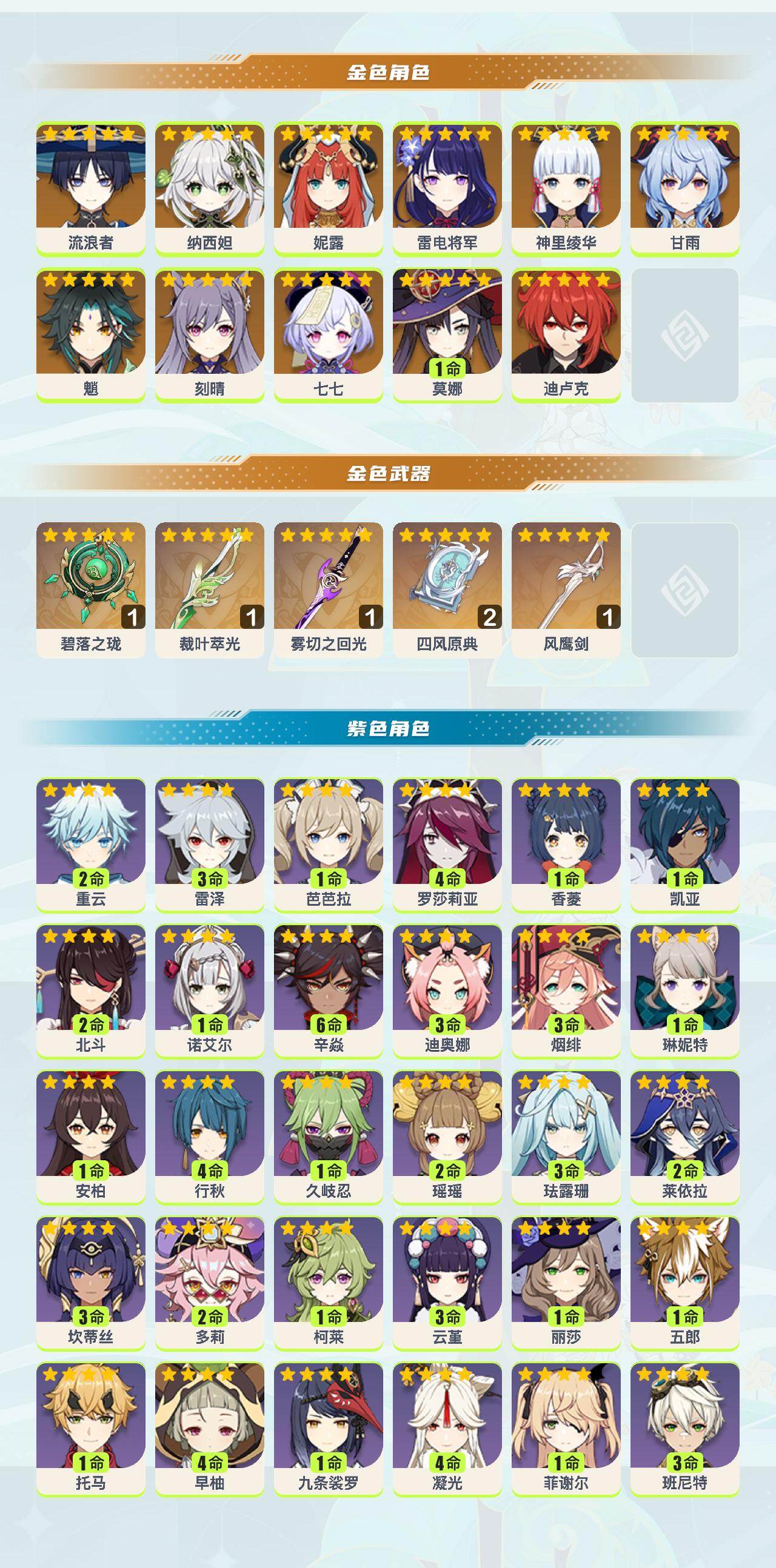 YSYHY42463原神账号详情图2 YSYHY42463原神账号详情图2