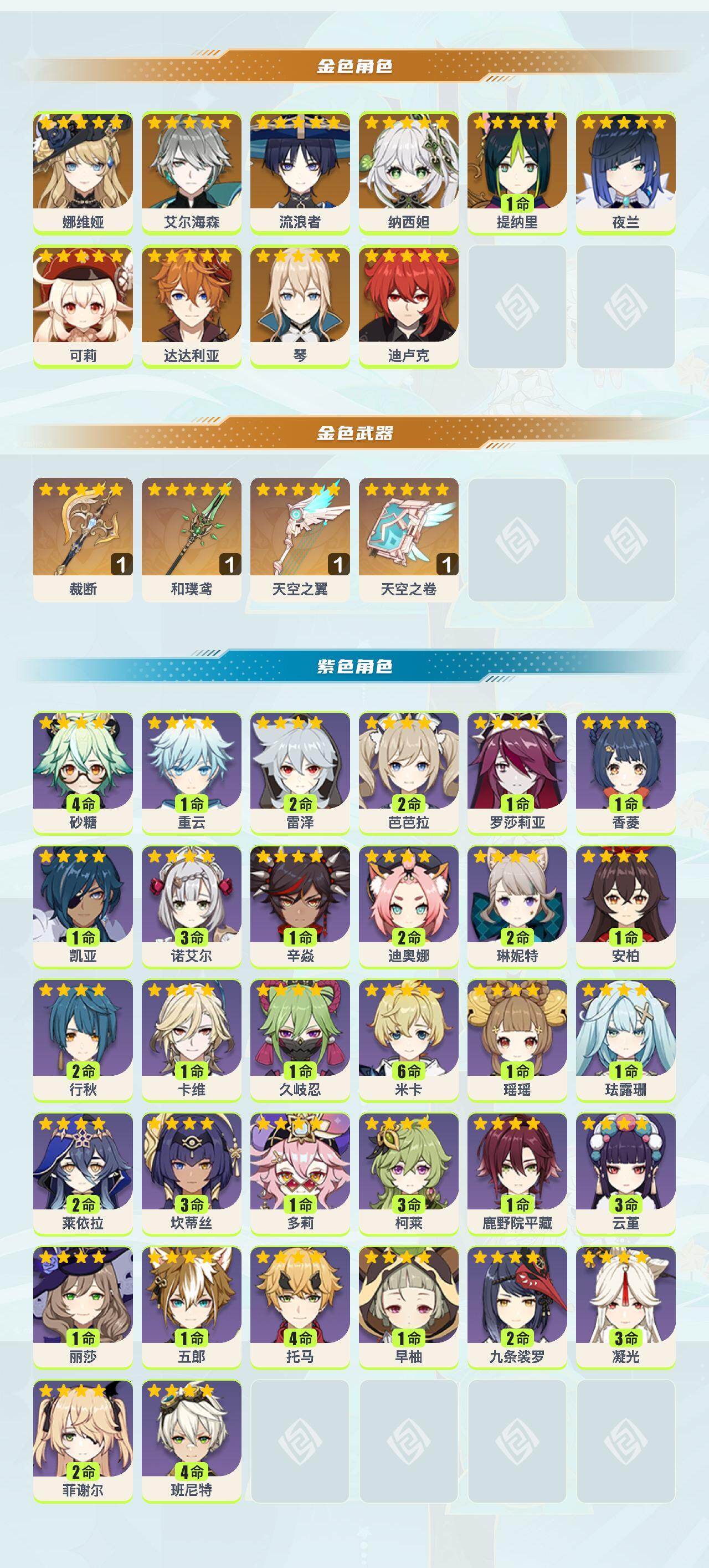 YSYHY42557原神账号详情图2 YSYHY42557原神账号详情图2