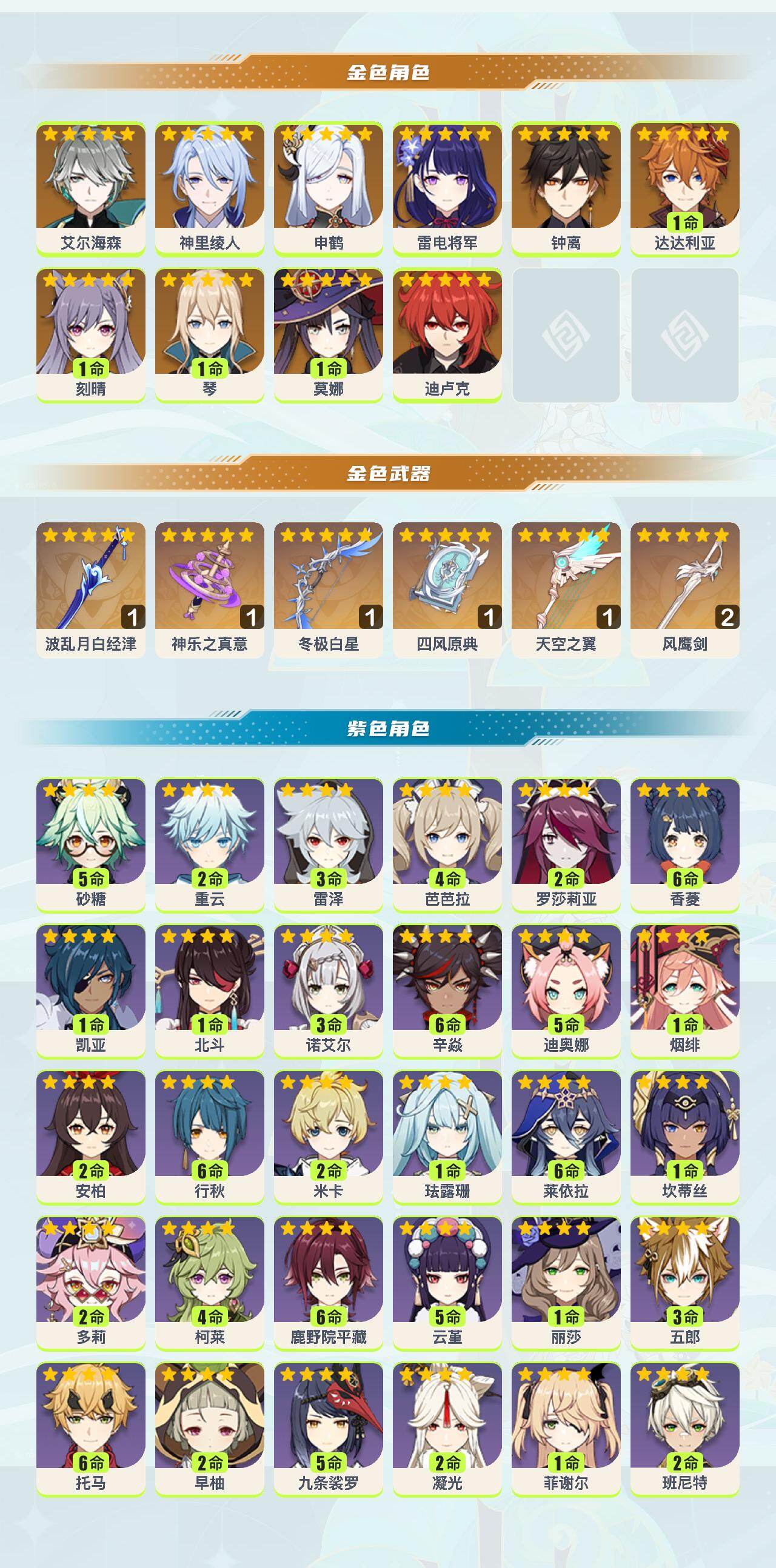 YSYHY42343原神账号详情图2 YSYHY42343原神账号详情图2