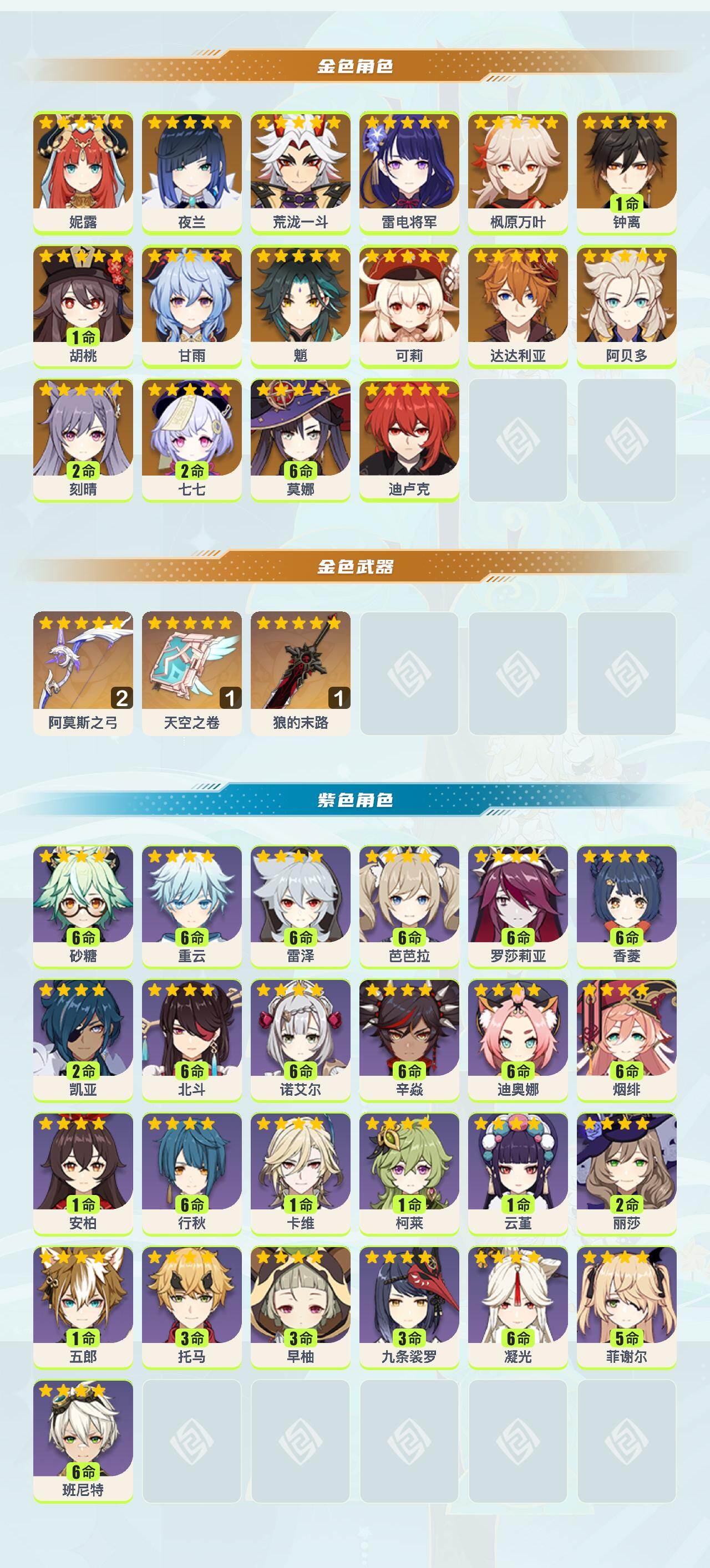 YSYHY42357原神账号详情图2 YSYHY42357原神账号详情图2