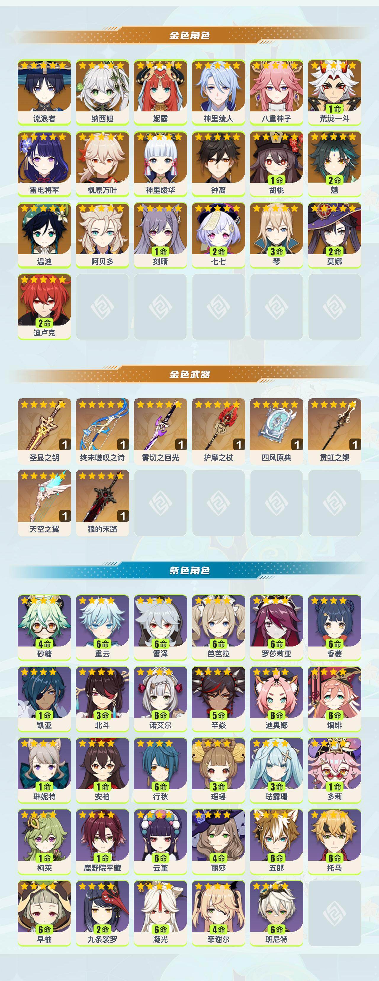 YSYHY42439原神账号详情图2 YSYHY42439原神账号详情图2