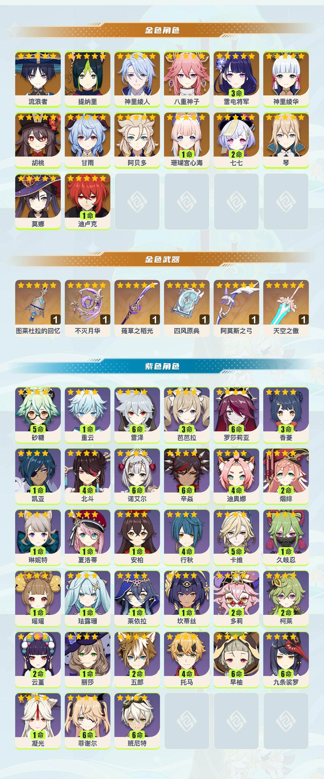 YSYHY42512原神账号详情图2 YSYHY42512原神账号详情图2