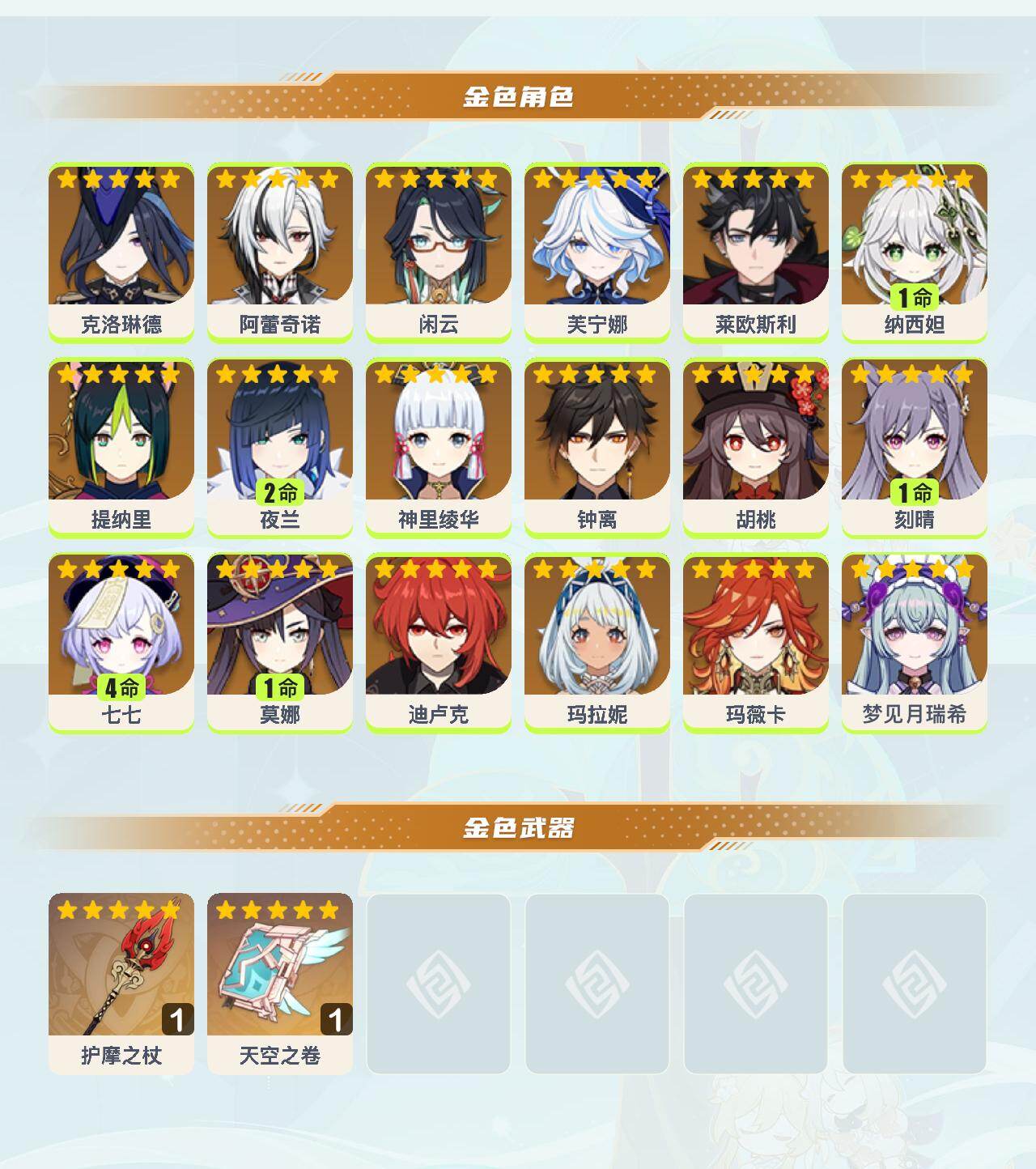 YSEY42859原神账号详情图3 YSEY42859原神账号详情图3