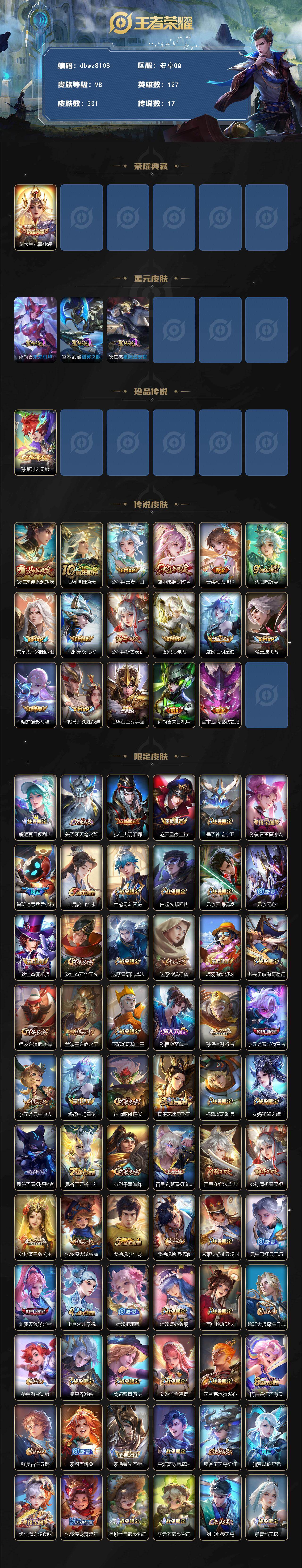 WZQM4190642王者荣耀账号详情图3