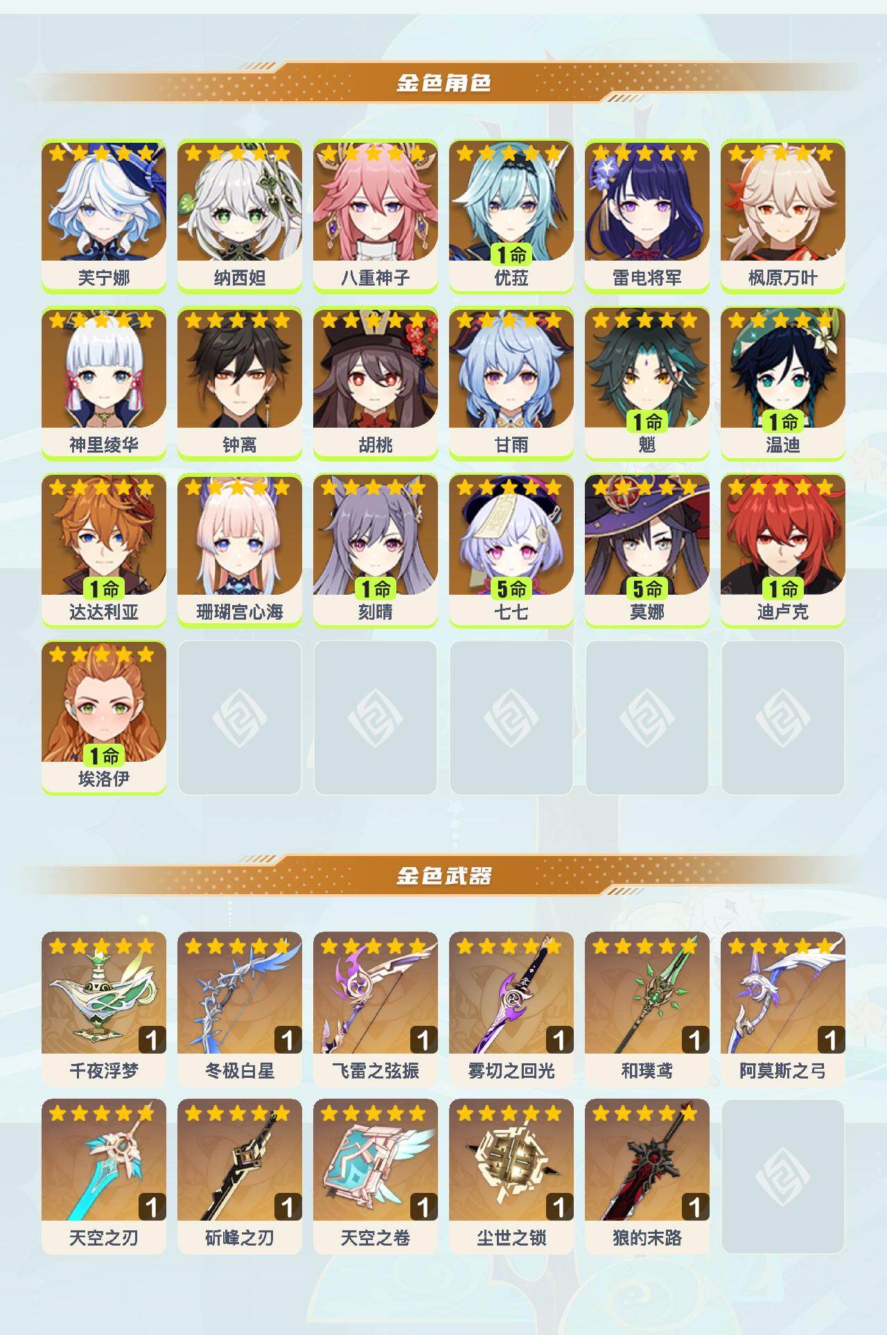 YSEY42969原神账号详情图3 YSEY42969原神账号详情图3