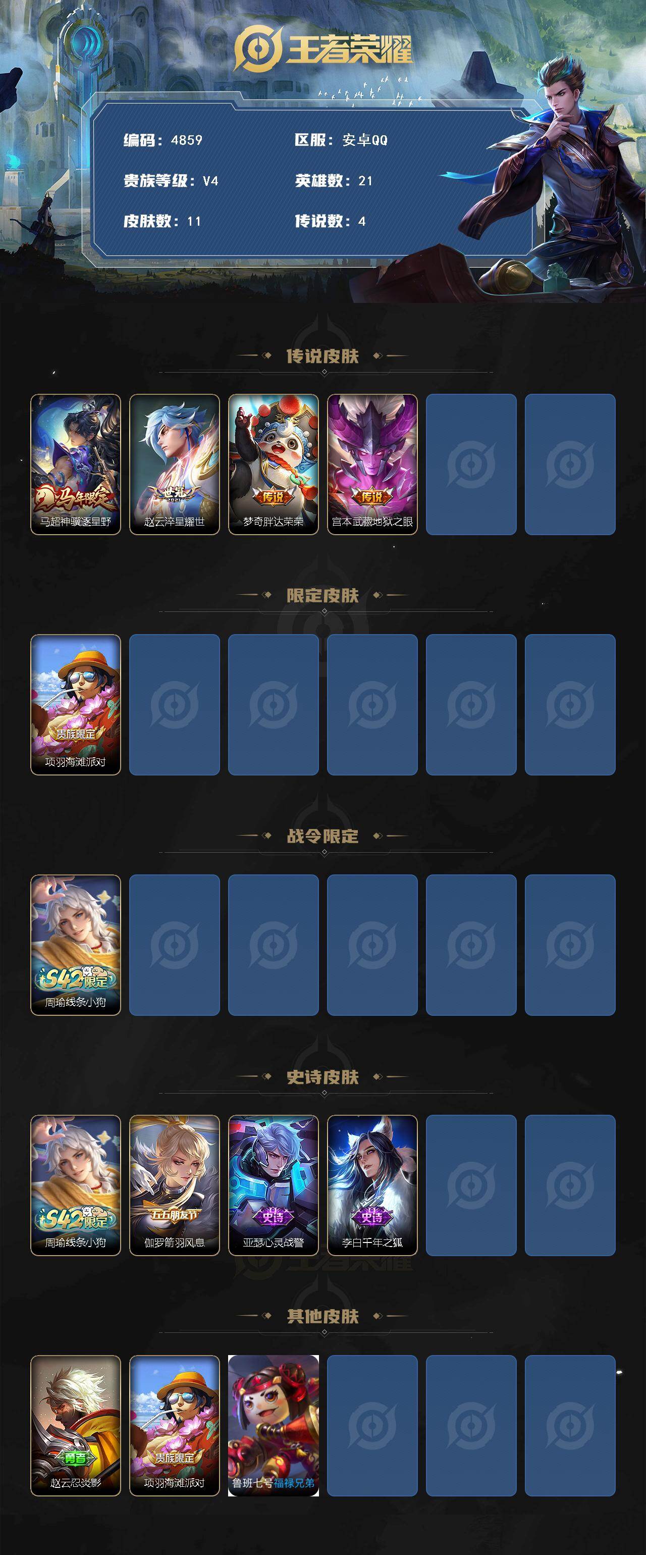 WZJZ4205495王者荣耀账号详情图2