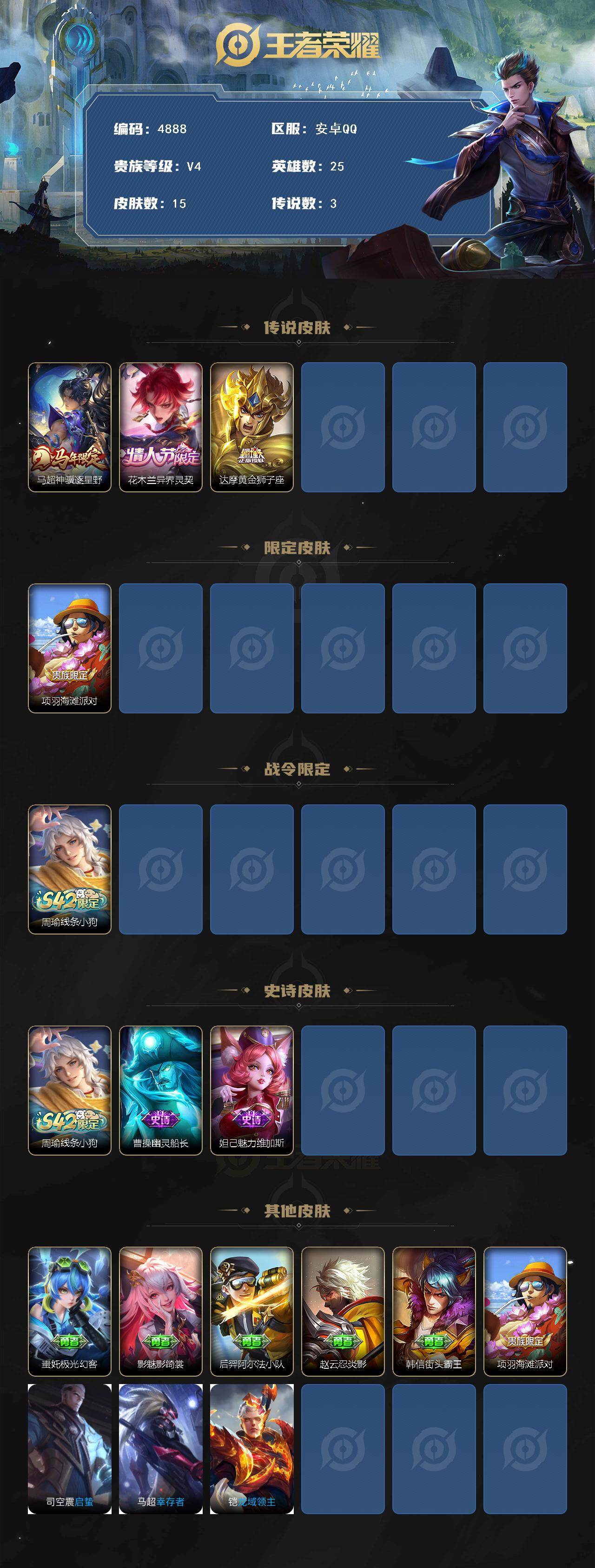 WZJZ4205391王者荣耀账号详情图2